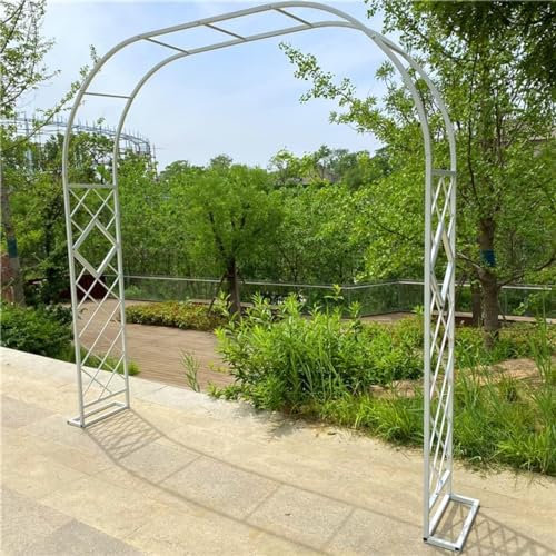 Enrejado de arco de jardín galvanizado resistente para plantas trepadoras, arco de metal independiente para rosales, blanco, 300 x 230 cm
