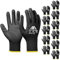flintronic 12 Pairs Safety Work Gloves, Non-Slip PU Coated Gloves, Scratchproof Work Handling Gloves, Firm Grip Protective Working Gloves for General Duty Work, Gardening (Medium - Size 8, Black)