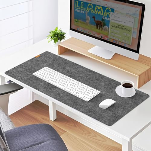 Schreibtischunterlage Filz,Rutschfeste Tischunterlage Schreibtisch,Große Desk Matte,Mauspad Schreibunterlage für Büro und Zuhause (Dunkelgrau, 100x40cm)