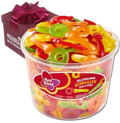 Red Band Fruchtgummi Schnuller 1,2 kg Dose inkl. Überraschungsgeschenk von Paulnala.de