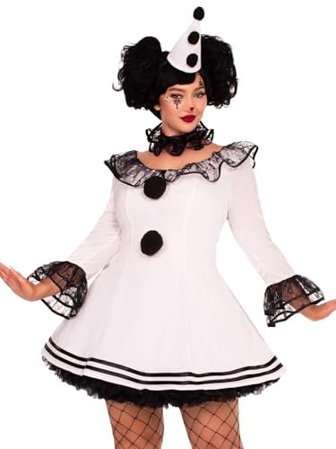Leg Avenue Damen 3-teiliges Pierrot Sexy Clown-Kostüm Übergröße Kostüme für Frauen