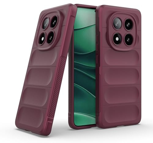 LBH Handyhülle für Xiaomi Redmi Note 14 Pro 5G Schutzhülle Case Cover Bumper Anti-Schock Stoßabsorbierende Hülle Stoßfest Kratzfest rutschfest GripLine Burgunder Rot