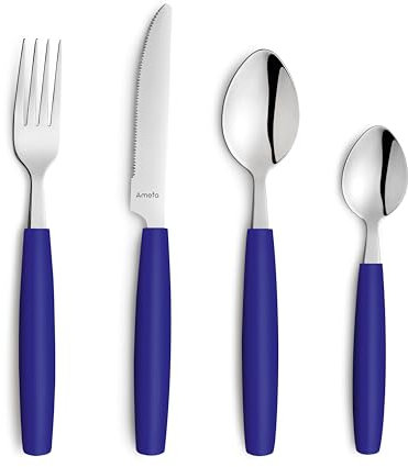 Beckmann & Rommerskirchen Valoa Cutlery Set for 4 People, 16 Pieces, Royal Blue, Dishwasher Safe, High-Gloss Polished, Cutlery Set: 4X Knife, Fork, Tablespoon, Coffee Spoon