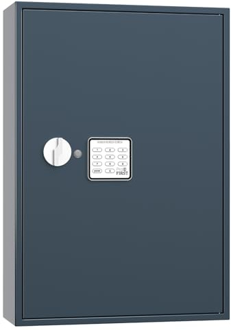 Profirst Schlüsselschrank Porter 200 Elektronikschloss Notöffnung Stahl Grau 10 verstellbare Hakenleisten inkl. 200 GRATIS Schlüsselanhänger Befestigungsmaterial