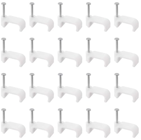 GNALIA Clip Fermacavi: 100 Pezzi Bianchi Fascette 16Mm. Per Fissaggio E Organizzazione Cavi Elettrici.