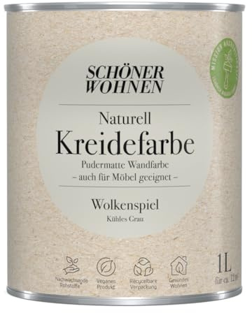 1L Schöner Wohnen Naturell Kreidefarbe Wolkenspiel, Kühles Grau