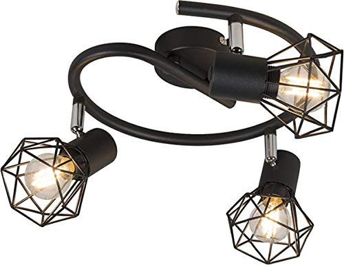 Qazqa - Modern Art Deco Spot I Spotlight I Deckenspot I Deckenstrahler I Strahler I Lampe I Leuchte schwarz schwenk- und neigbar - Mosh 3-flammig Spotbalken I Wohnzimmer I Schlafzimmer - Stahl Rund -