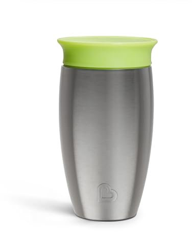 Munchkin Miracle 360 Spill-Proof Stainless Steel Sippy Cup – 10oz/296ml – Green – 12M+