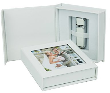 USB-Box für 1 USB-Stick mit Bildfenster. Flash Drive Aufbewahrungsbox. (Weiß)