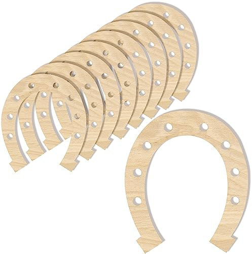 Creative Deco 10 x Hufeisen Holz Basteln Anhängers aus Sperrholz | 16,5 x 14,5 cm | DIY Unlackierten Form-Scheiben | Kindergeburtstag | Ausschnite für Bemalen, Dekorieren, Geschenk & Decoupage
