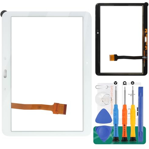 SRJTEK pour Samsung Galaxy Tab 4 10.1 Remplacement du Panneau de Verre numériseur Digitizer écran Tactile SM-T530 T531 avec préinstallé + Kits d'outils (White)