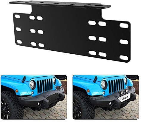 Nilight 90044B Universal License Heavy Duty Steel Front Plate Mounting Bracket Holder for Off-Road LED Work Lamps Lighting Bars