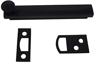 QCAA Heavy Duty Solid Brass Concealed Surface Bolt, 4, Matte Black, 1 Pack, Made in Taiwan