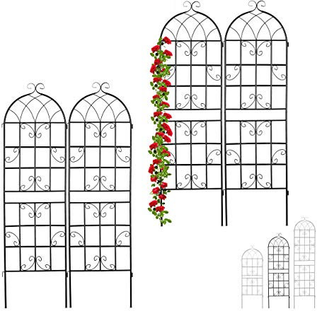 Relaxdays 4 x Rankgitter Metall, zum Stecken, Rankhilfe für Kletterpflanzen, Blumengitter 180 x 50 cm, Spalier Garten, schwarz