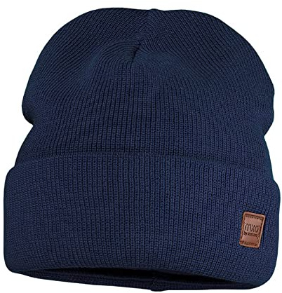 maximo Kids-Beanie, Umschlag Perlfang, Jerseyfutter Made in Germany 55 Navy