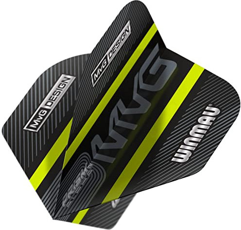 WINMAU Prism Alpha Michael Van Gerwen MvG Black and Green Extra Thick Dart Flights - 1 Set per Pack (3 Flights in total)