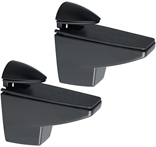 Sayayo Adjustable Wood/Glass Shelf Bracket Glass Support Wood Holder, Fish Mouth Type Clip Adaptive 5-25mm Thickness Shelf, Zinc Alloy Black Finished, 2 Pcs, EBL006B-2P