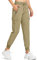 Comallan Damen Cargo Jogginghose Leichte, schnell trocknende Wanderhose Sportlich Workout Lounge Casual Outdoor Hose-Khaki M