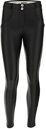 FREDDY WR.UP Damen Push Up Hose 7/8 Superskinny Kunstleder Öko, Schwarz , M