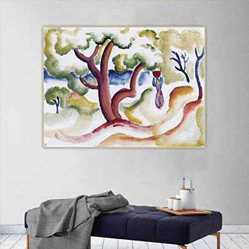 QITEX Abstrakte Bilder Frau mit Krug unter Bäumen Klassische leinwand bilder Ästhetik Gemälde Bild Hintergrund Home Deko ation 40x60cm ohne Rahmen
