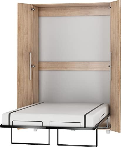 BIM Furniture Wandbett Schrankbett Teddy 120x200cm Bettschrank, Vertikal Wandklappbett, Schrank mit integriertem Klappbett, Funktionsbett inkl. Lattenrost (Sonoma Eiche)