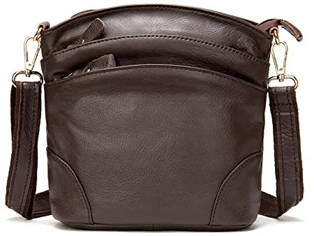 FANDARE Damen Handy Umhängetasche Crossbody Tasche Handtaschen Leder Schultertasche Frauen Handytasche zum Umhängen Schultertasche Portemonnaie Geldbörse Damentasche Dunkelbraun