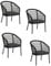 Konway 4X Marbella Edelstahl Sessel SCHWARZ/Weiß Garten Stapelstuhl Stuhl Set Gartenstühle Gartenmöbel Terrasse Sitzgruppe Outdoor Lounge Möbel