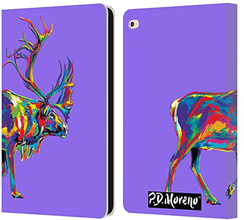 Head Case Designs Licenciado Oficialmente P.D. Moreno Reno Colores Pop De Animales Navideños Carcasa de Cuero Tipo Libro Compatible con Apple iPad Air 2 (2014)