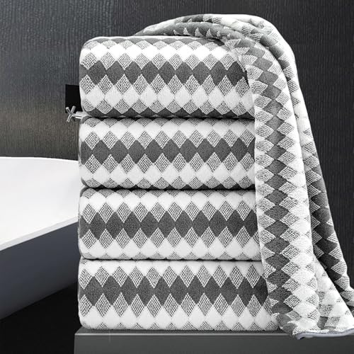 4 Piece Bath Towel Set Oversized Bath Sheet 35x70 Bathroom Towel Extra Large Towel Set Soft Highly Absorbent & Quick Dry Premium Bath Sheet for Bathroom 600GSM Shower Towel Spa Gym Hotel,Dark Grey