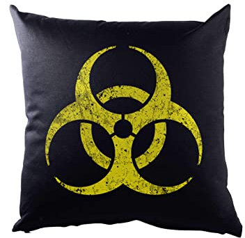 Urban Backwoods Black Biohazard Vintage Symbol Kissen Dekokissen