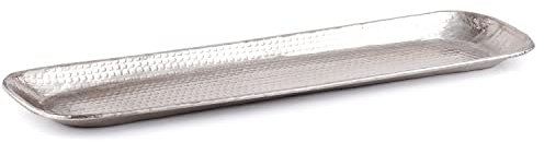 Orientalisches Tablett aus Aluminium Hedye 58cm | Marokkanisches Teetablett in der Farbe Silber | Orient Silbertablett silberfarbig | Orientalische Dekoration auf dem gedeckten Tisch
