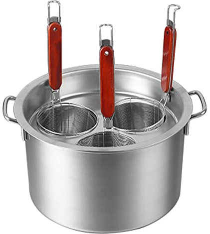 Edelstahl-Nudelkocher-Einsatz-Set, kommerzieller Suppentopf mit Nudeltopf und Sieb-Dampfkorb für Zuhause, Küche, Restaurant, Kochgeschirr, 3 Löcher