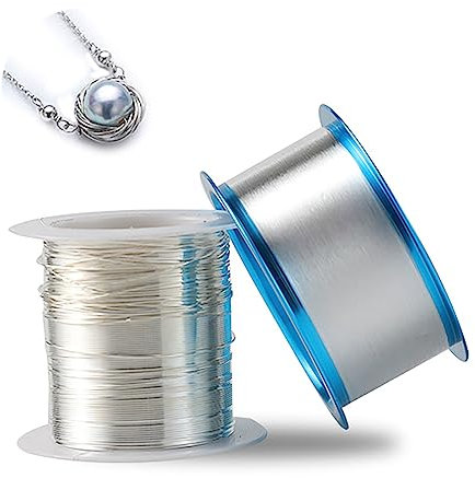 Alambre de Plata esterlina, Varias especificaciones 925 Alambre Redondo de Plata esterlina para Envolver Alambre, Esculpir, Hobby Bricolaje,0.3mm,1m