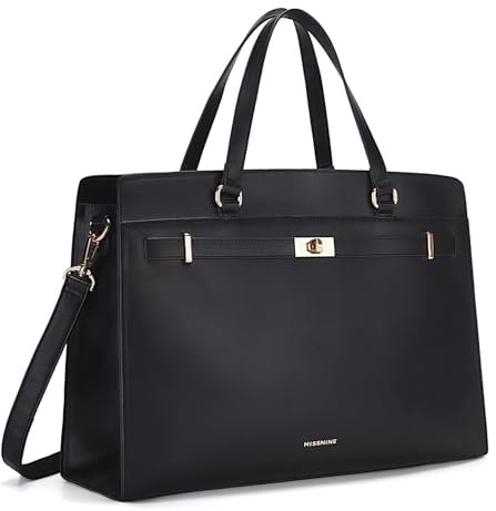 Missnine Laptoptasche für Damen 15,6 Zoll PU-Leder Arbeitstasche große Computer-Aktentasche Business-Büro-Handtasche