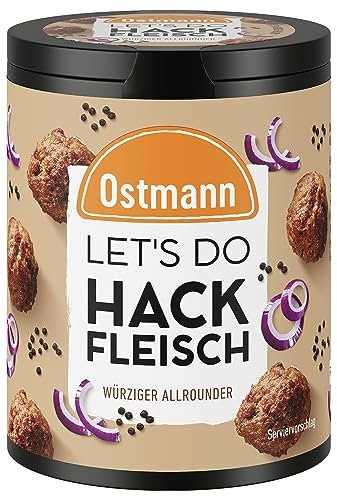 Ostmann Gewürze - Let's Do Hackfleisch Gewürzsalz für Burger Patties, Hackbällchen, Cevapcici oder Hackbraten Würzige Mischung mit Meersalz, Zwiebeln und Senf 60 g in recyclebarer