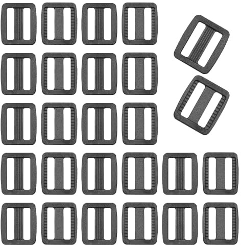 Hocansen 10PCS Plastic Black Tri-Glide Slider Adjust Buckles Slide Buckle Rectangle Ring Curve Strap Sliders Adjusters