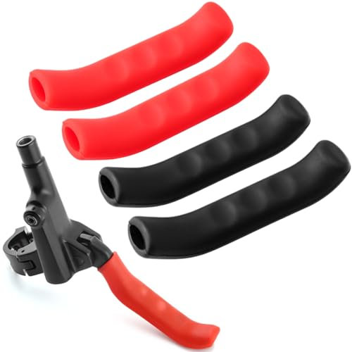 EIHI 2 Paar Schwarz und rot Fahrrad Bremshebel,Rennrad Bremshebel,Abdeckung für Bremshebel für Fahrrad, Silikongriffe, wasserdicht, rutschfest, Universal für Rennrad, Bremshebel Rennrad