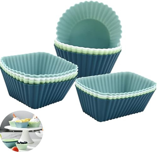 Tyrzol 12PCS Reusable Silicone Cupcake Baking Cups Silicone Baking Cups, Liners for Party Halloween Christmas Silicone Cupcake Cases 4 Colors Silicone Muffin Cases Air Fryer Silicone Cake Cases