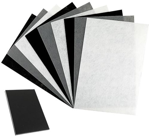 DIVINA VITAE Filz zum Basteln,1mm Stark Filzstoff Bastelfilz,30 x 20 cm Weicher Bastelfilz Basteln,9 Stück Filzblätter für Handarbeit DIY Nähprojekt Party Dekorationen Schwarz+Weiß+Grau)