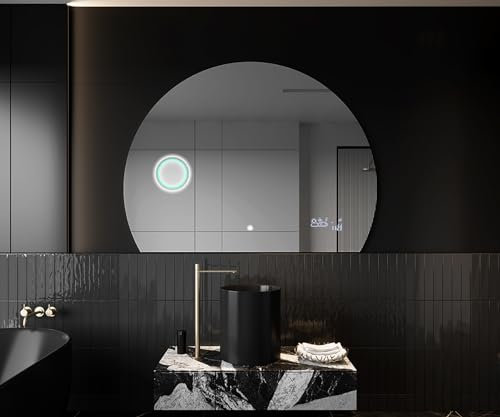 A ARTFORMA Specchio a LED Mezza Luna Moderno - Illuminazione Elegante per Bagno 70x52.5 cm | su Misura | moderno specchi con illuminazione, retroilluminato | OKRHC221