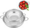 Juego de 2 coladores de cocina con asas, 22 cm de diámetro, 19 cm, colador para pasta de acero inoxidable, cesta para colar encima, para escurrir pasta, verduras, frutas, arroz, apto para lavavajillas