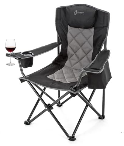 ARROWHEAD OUTDOOR Armest Campingstuhl, zusammenklappbar, mit Kopfstütze, Glas- und Getränkehalter, robuste Tragetasche, Tragkraft: 250 kg