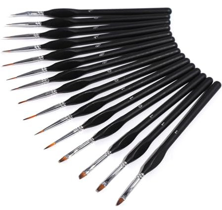 Lot de 15 pinceaux de peinture fins pour figurines miniatures Warhammer 40 K, peinture de modèle, détails fins, peinture d'art