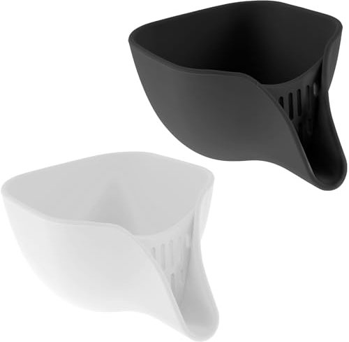 2Pcs Panier d'Égouttage Multifonctionnel en Silicone Passoire Cuisine Silicone avec Drainage Basket Funnel Egouttoir Silicone Pates Cusine Kitchen Filtrer Humidité pour Fruit Légumes (2Pcs B)