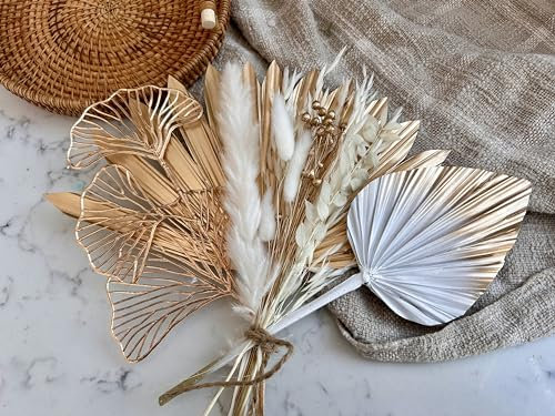 Dried Flower Cake Topper Spear Palm Bouquet (XL Deluxe Gold Set)
