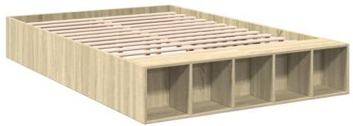 vidaXL Bettgestell, Bett mit Stauraum für Schlafzimmer, Bettrahmen mit Lattenrost, Schlafzimmerbett Doppelbett, Sonoma-Eiche 120x200cm Holzwerkstoff