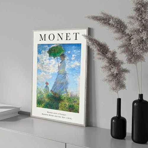 FOKTMS Claude Monet abstraktes Retro-Poster für Wohnzimmer, Bar, Vintage, dekorative Malerei, Leinwanddrucke, 50 x 70 cm, ohne Rahmen