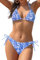 SHEKINI Bikini Set Damen Ties-up Neckholder klassischer Triangel Bikinioberteil Bedruckter Bikini Damen Sexy Triangel Verstellbare Bikinihose(S,Blau Weiß Porzellan)