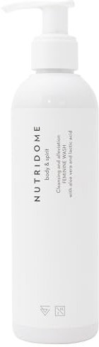 Nutridome Intimhygiene-Gel wäsche Beruhigendes Intimo Waschlotion mit Aloe Vera und Milchsäure 250 ml - 90% natürliche Inhaltsstoffe, vegan geeignet, intimpflege damen, intimwaschlotion frauen