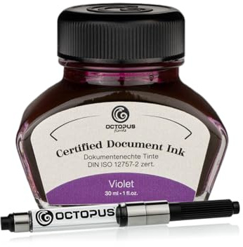 Dokumentenechte Tinte Violet, mit Konverter, zert. nach DIN ISO 12757-2, 30ml